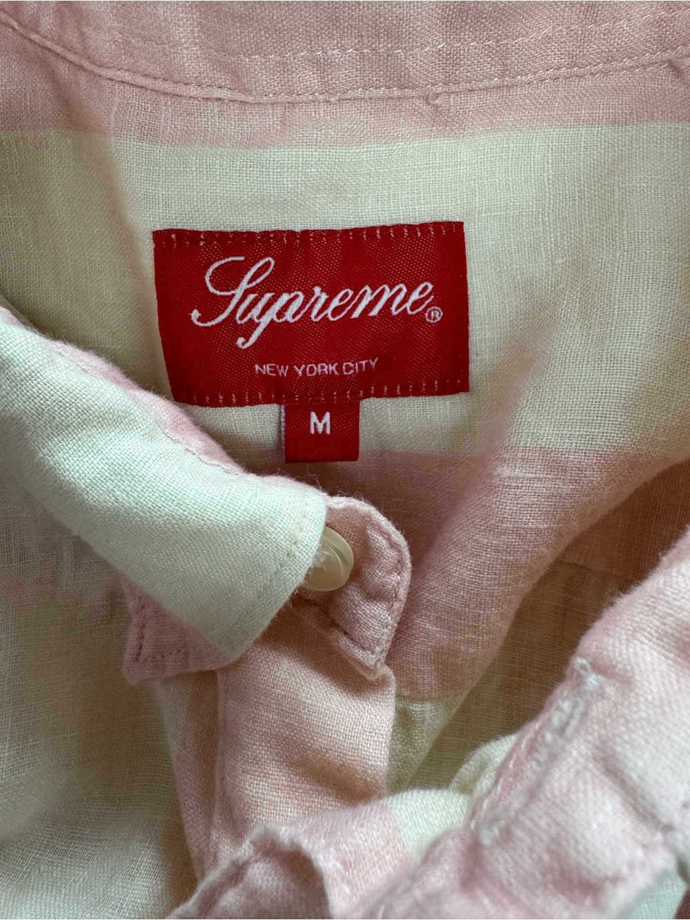 SUPREME Wide Stripe Shirt Pink M - Picture 8 of 9